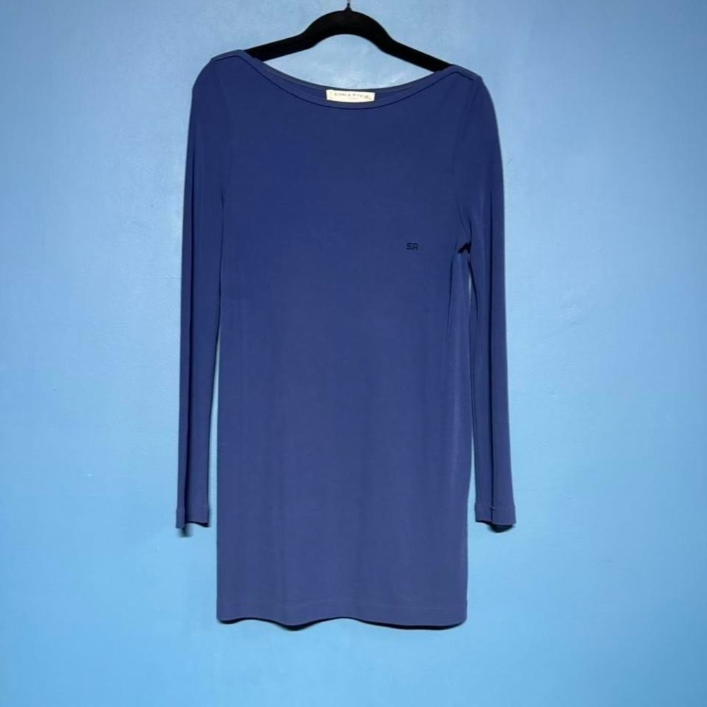 Y2K Sonia Rykiel Blue Tunic Women's Size Small Rhinestone France Designer VTG
